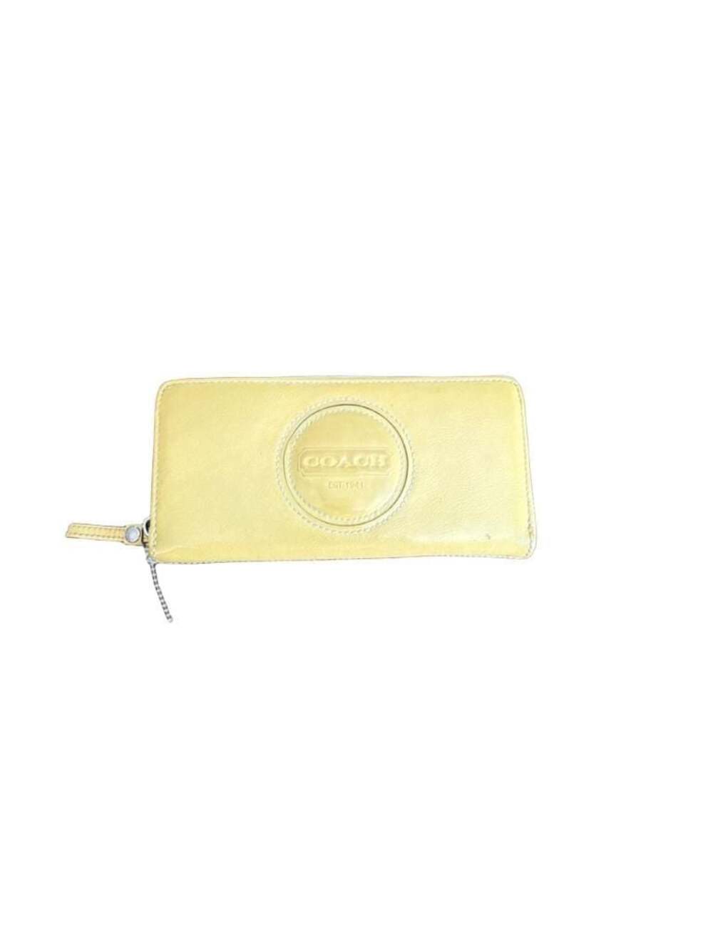 Coach Yellow Leather Accordion Zip-Around Long Wallet